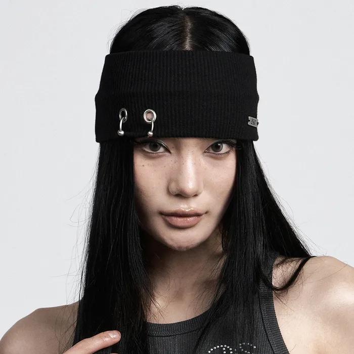 Black piercing ring headband