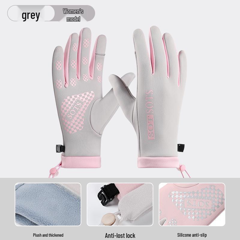 

2023 Женские ветрозащитные флисовые перчатки для велоспорта и вождения, с сенсорным экраном и нескользящие