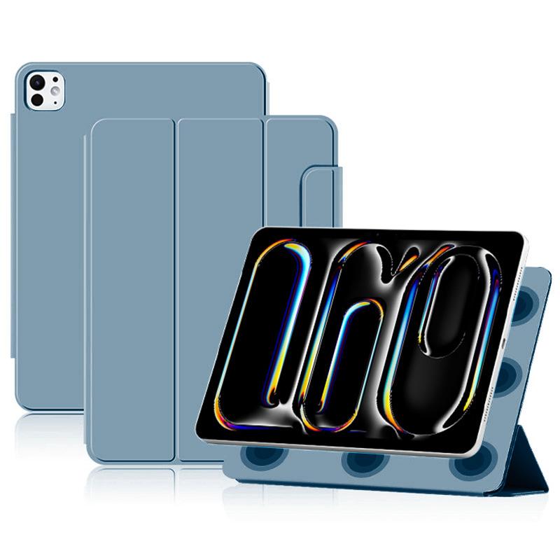 For iPad Pro 11 (2025)/11 (2024) Case Magnetic Attachment PU Leather Drop-Proof Tablet Cover with Tri-Fold Stand