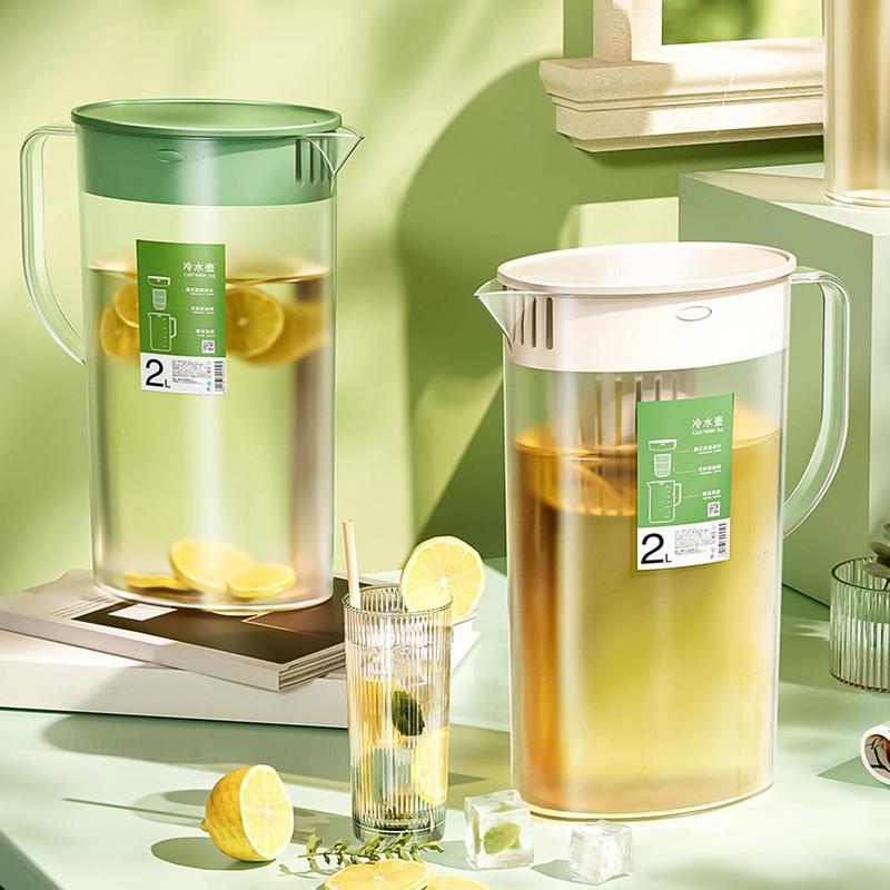 Plastic Fridge Jug 2L With Filter Lid Transparent Sealing Kettle With Handle Transparent Water Infuser Pitcher