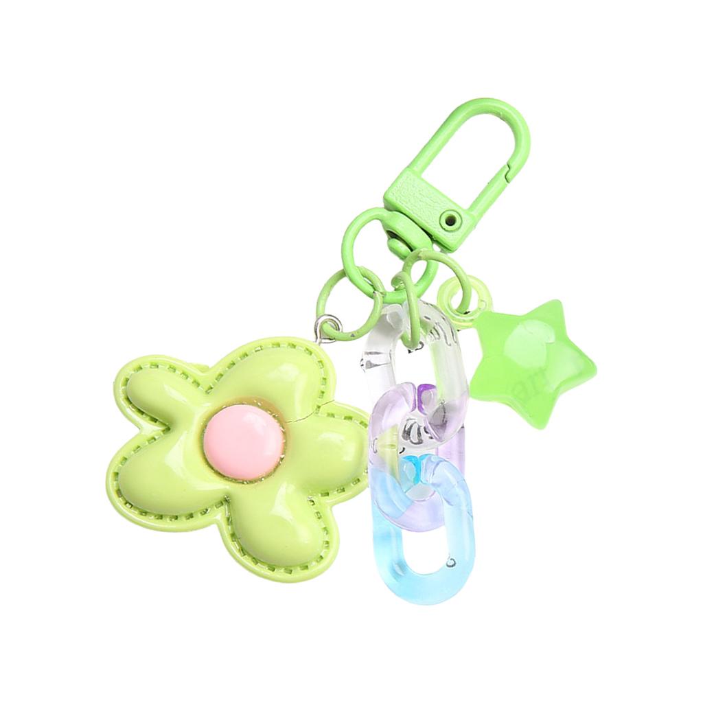 Shiny Five Petal Flower Star Keychain Candy Color Alloy Bag Charm Accessory Decoration For Women Girls Lady