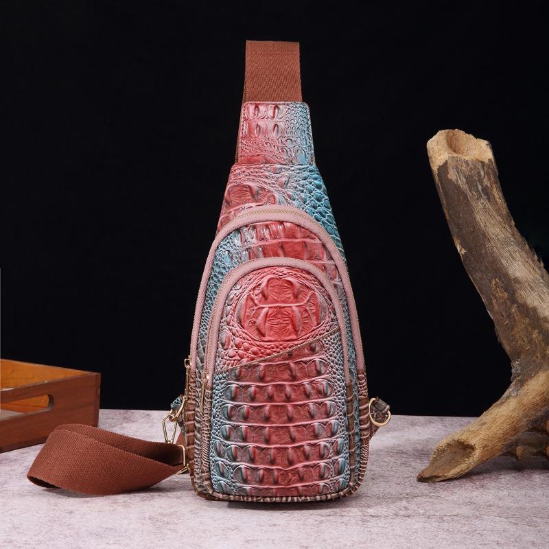 Vintage-Mode, breiter Riemen, Damen-Gürteltasche, Umhängetasche, Krokodildruck