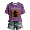 Women's Halloween Print V-Neck Top Trendy Casual Blouse for Party