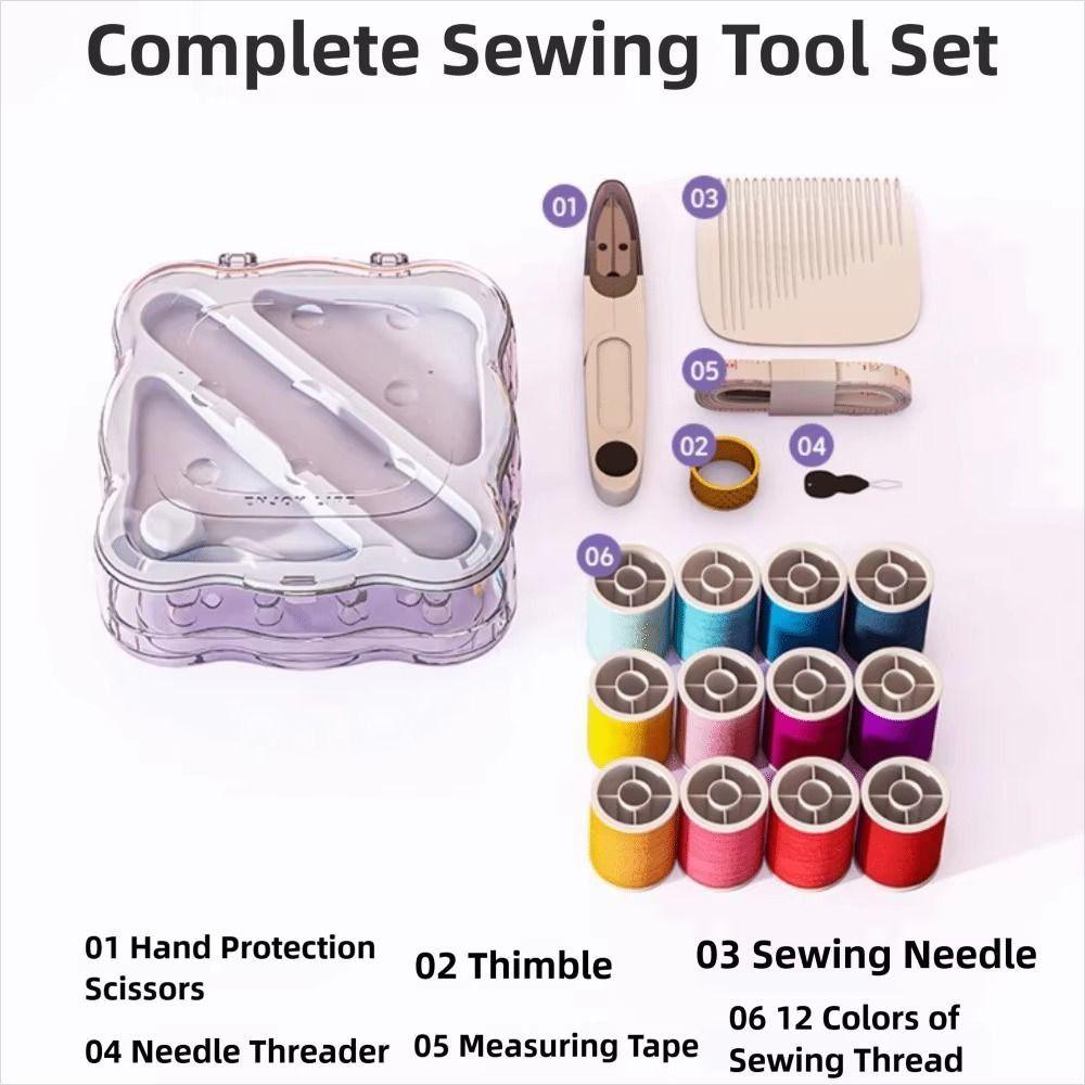 Partitioned Mini Sewing Box Set Portable Magnetic Needle Thread Box Home Sewing Box  Apparel Crafts