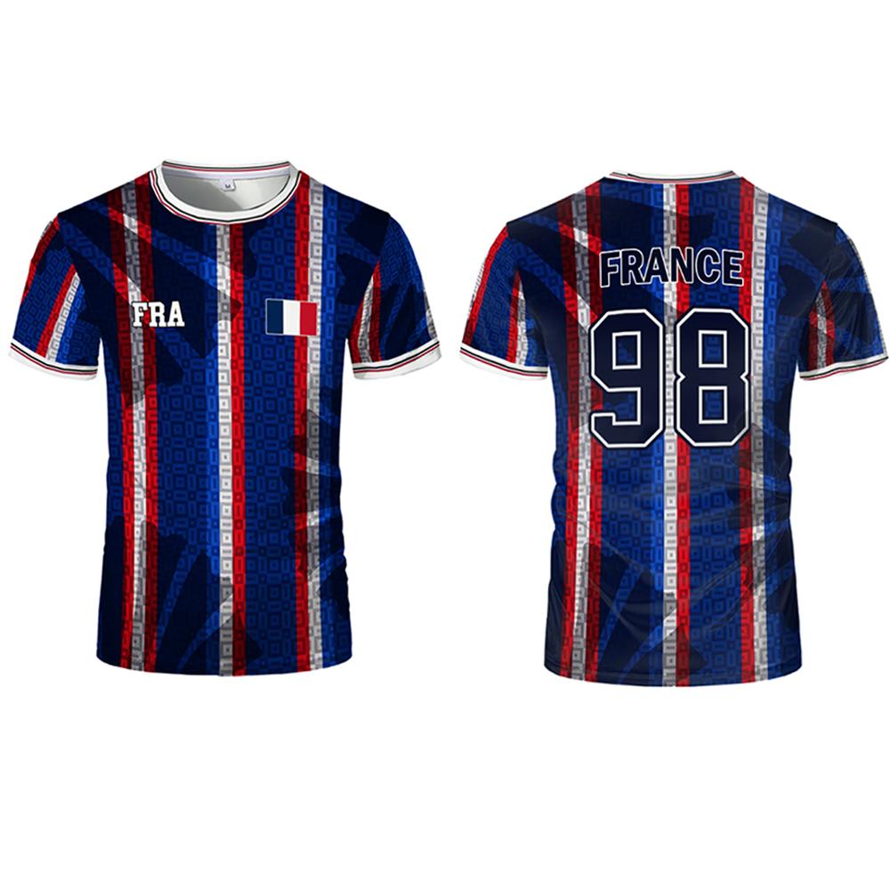 Frankreich Flagge 3D Druck Trikot Sommer Sport Atmungsaktiv Schnelltrocknend T-Shirt Unisex Fußball Trainingsuniform