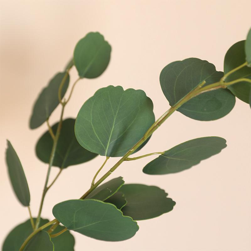 6Pcs Nordic Simulation Soft Rubber Feel Circular Eucalyptus Home Soft Decoration DIY Bouquet with Green Plants.