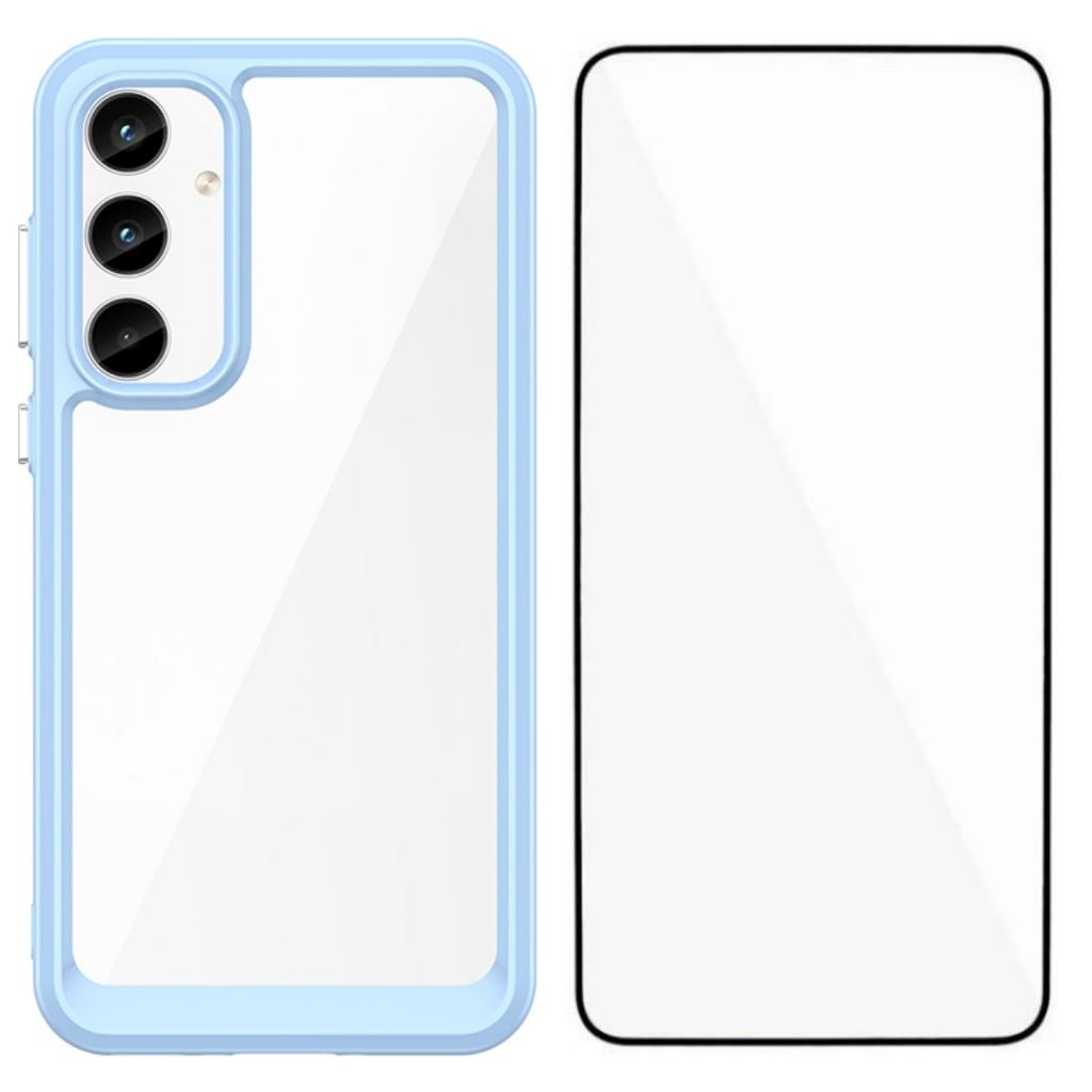 For Samsung Galaxy A35 5G Phone Case WANLONFENG XC Series TPU Acrylic Cover with Tempered Glass (Big Lens Hole)