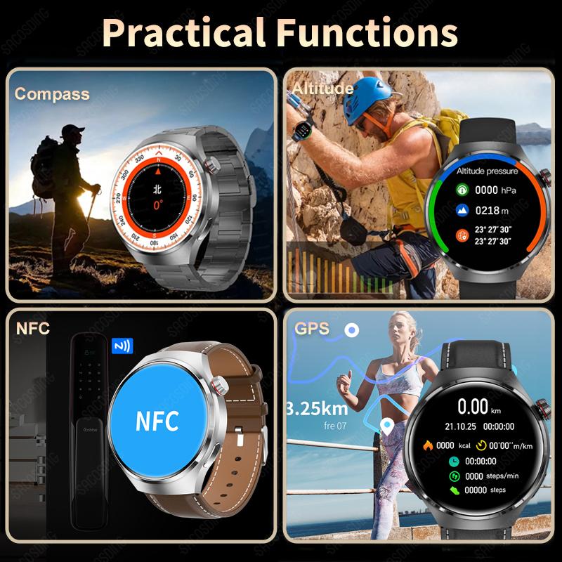 2024 Smart Watch 4 Pro NFC Smartwatch GT4 for Men Women AMOLED AI Voice Bluetooth Call Blood Pressure GPS Route Tracker Watches For IOS Android