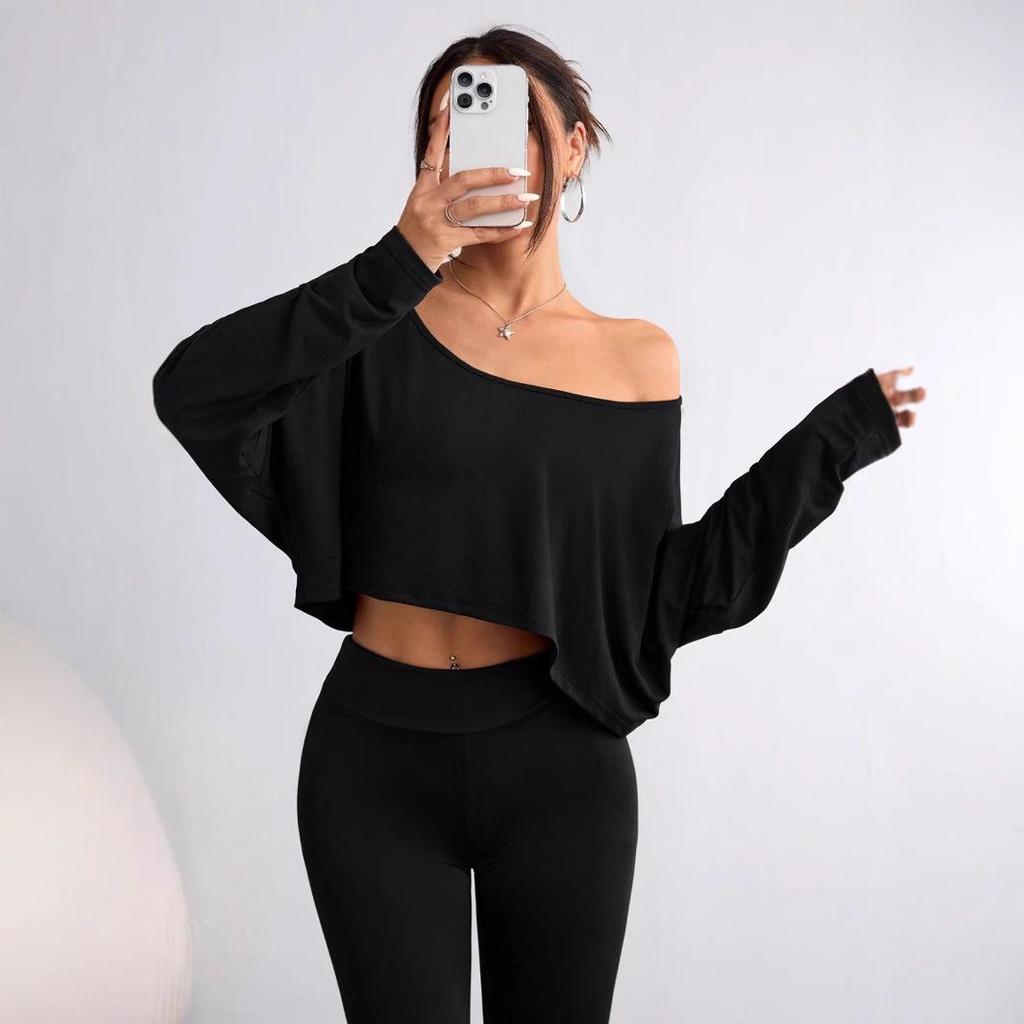 2025 Vår/Höst Off-Shoulder Lös Passform Mode Crop Top