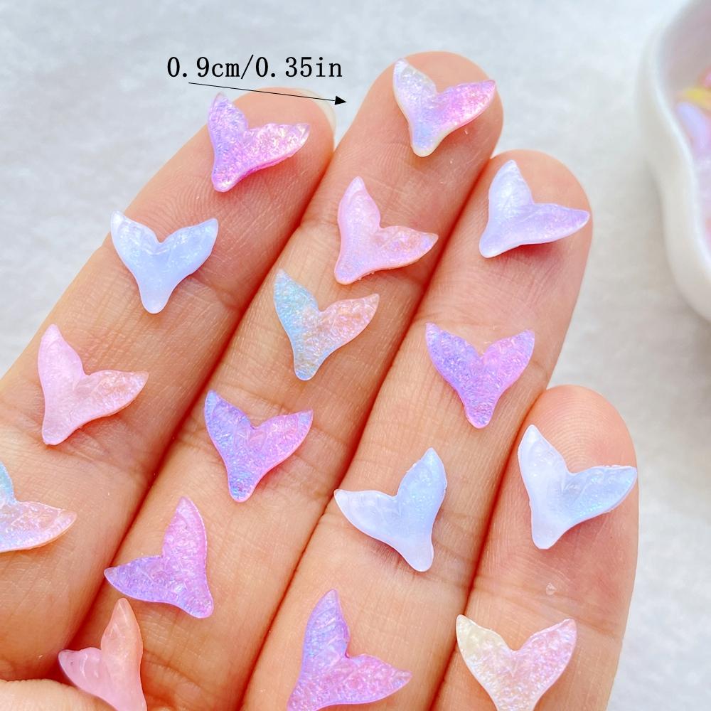

50Pcs Cute Mini Colorful shiny fish tail Nail Art Resin Designer Charms DIY Craft For Nail 3D Decorations Jewelry