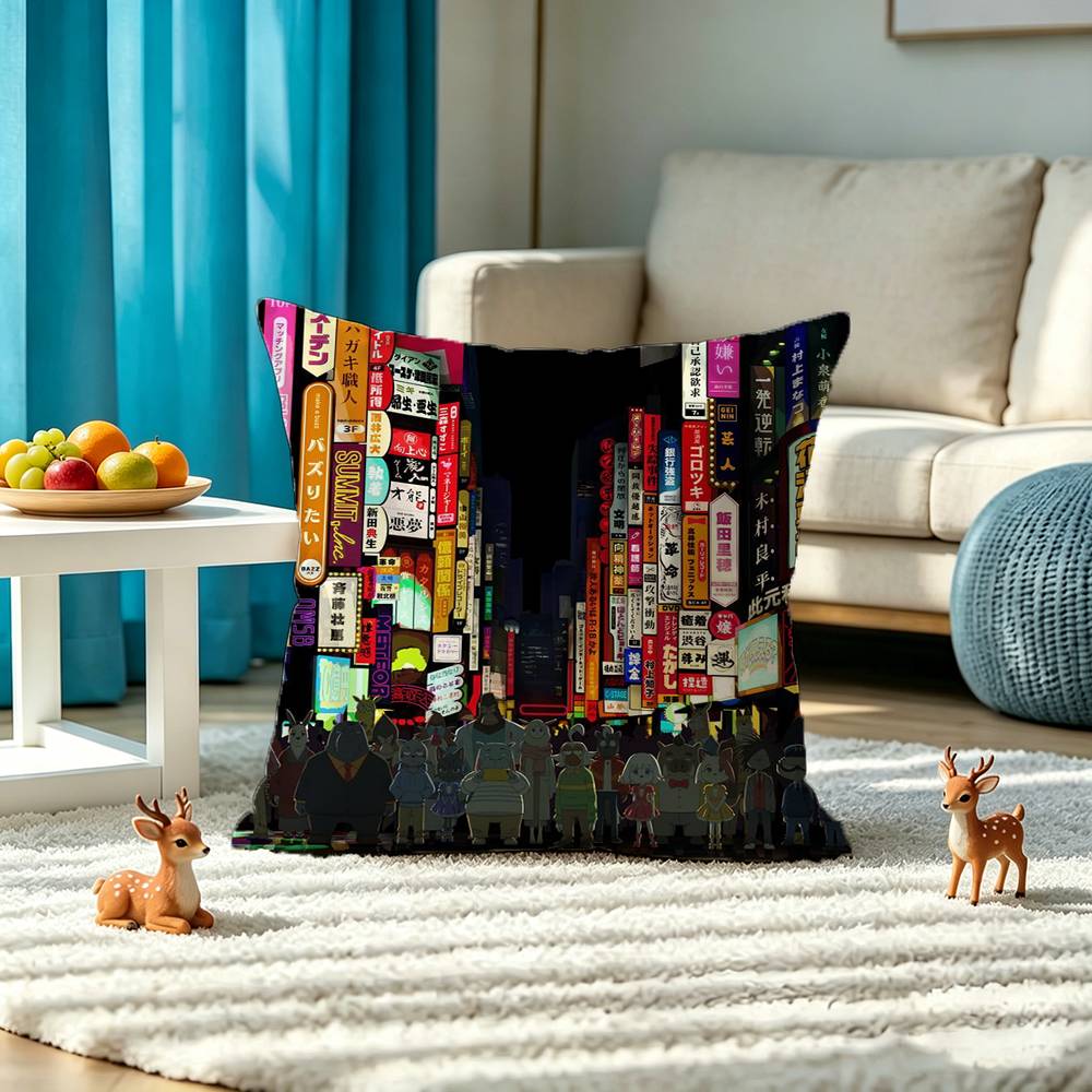 O-Odd T-Taxi Square Double-Sided printed Pillow Case Bedroom Bedside Pillow Sofa Cushion Cover