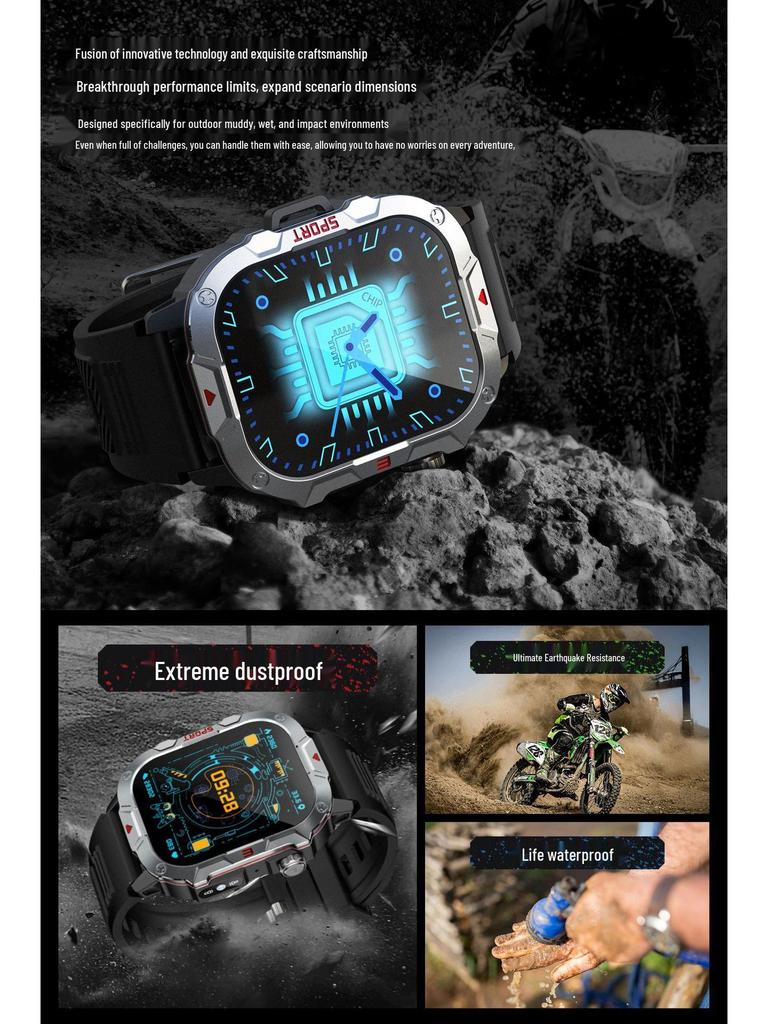 QX11 Smart Watch: Rugged Outdoor Design with Bluetooth Calling, Heart Rate, and Blood Pressure Monitoring for Men’s Sports