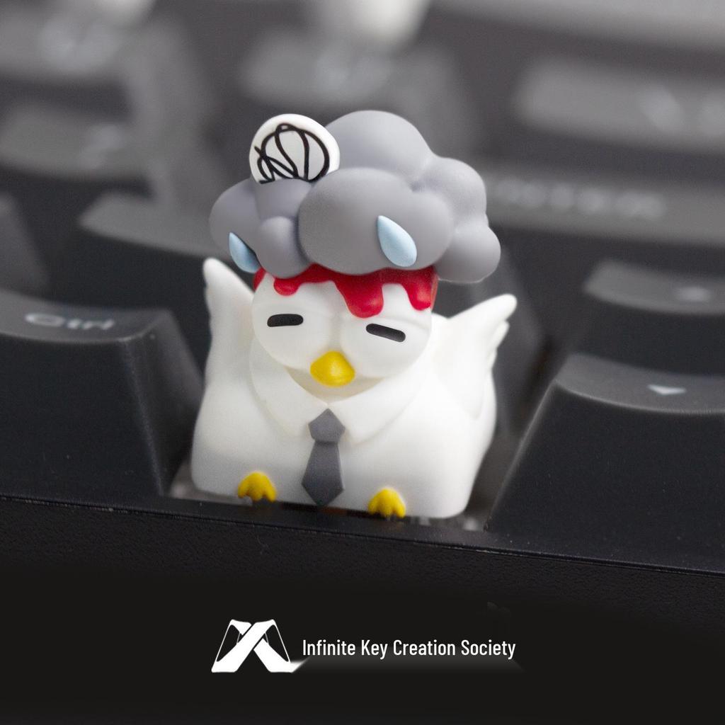 Arbeitende Hühner Serie: Personalisierte skurrile Harz-Tastenkappen – Niedliche mechanische Tastaturgeschenke