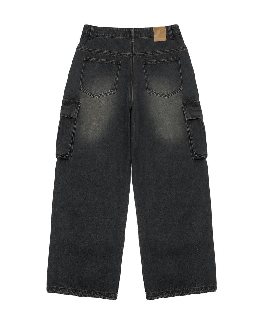 FILLUMINATE Two-Tuck Washed Denim Cargo Pants - Black