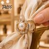 Decorative Scarf Holder Retro Flower Ring, Faux Pearl Rhinestone Clip, Vintage Ring Elegant Silk for Women Neckerchiefs Shawls Shirts