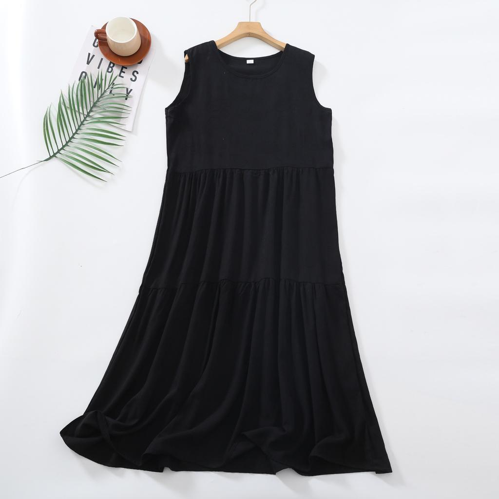 Jacquard Craft Cotton Silk Casual Women's Vest Dresses Dresses Thin Bottom Dresses Cotton Rayon Long Cake Dresses Beach Dresses