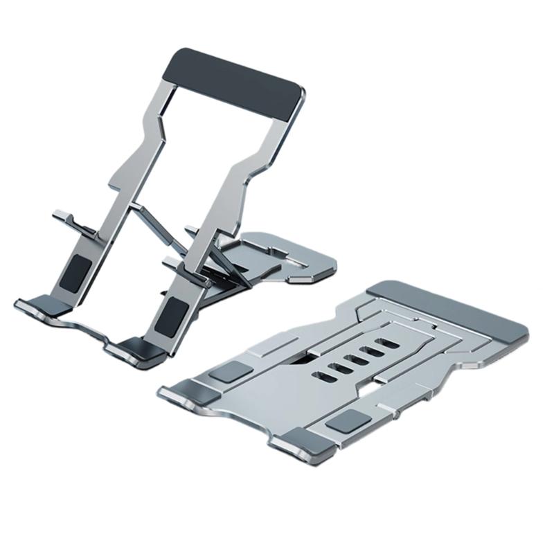 

Easy to Use Portable Tablet Holder with Not Slip Silicone Base & 5 Viewing Positions Foldable Aluminum Phone Stand Gift серебряный