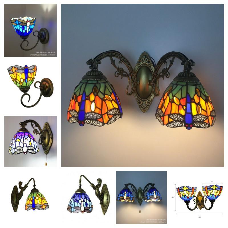 Tiffany LED Wall Light: Dragonfly Design for Bathroom, Bedroom, Hallway, or Balcony