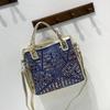 Women's 2024 Denim Canvas Rhinestone Shoulder & Crossbody Tote Handbag