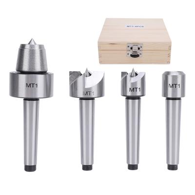 4 Pcs Wood Lathe Live Center Set MT1 Arbor Live Center Drive Spur Cup for Woodworking Metalworking