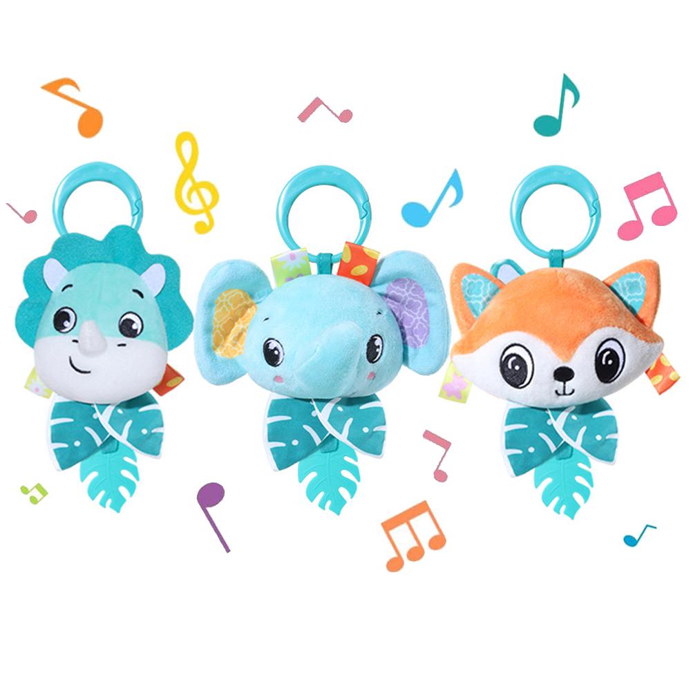 Infant Toy Cartoon Animal Stuffed Hanging Rattle Playthings Infant Bed Crib Car Seat Travel Size Stroller Soft Plush Playthings Featuring Wind Chimes