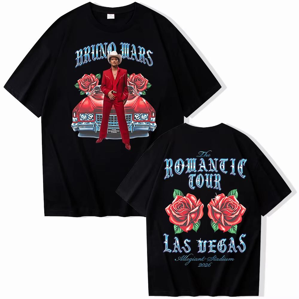 Bruno Mars Love Trip From Las Vegas To Phoenix USA 2026 Rosecolored Unisexs Tshirt Unisex Cotton Oneck Shortsleeved