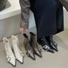 Fashion Designer Pointed Toe Women Ankle Boots Fashion Thick Heel Slimming Short Booties Autumn Winter Female Shoes 2024 New