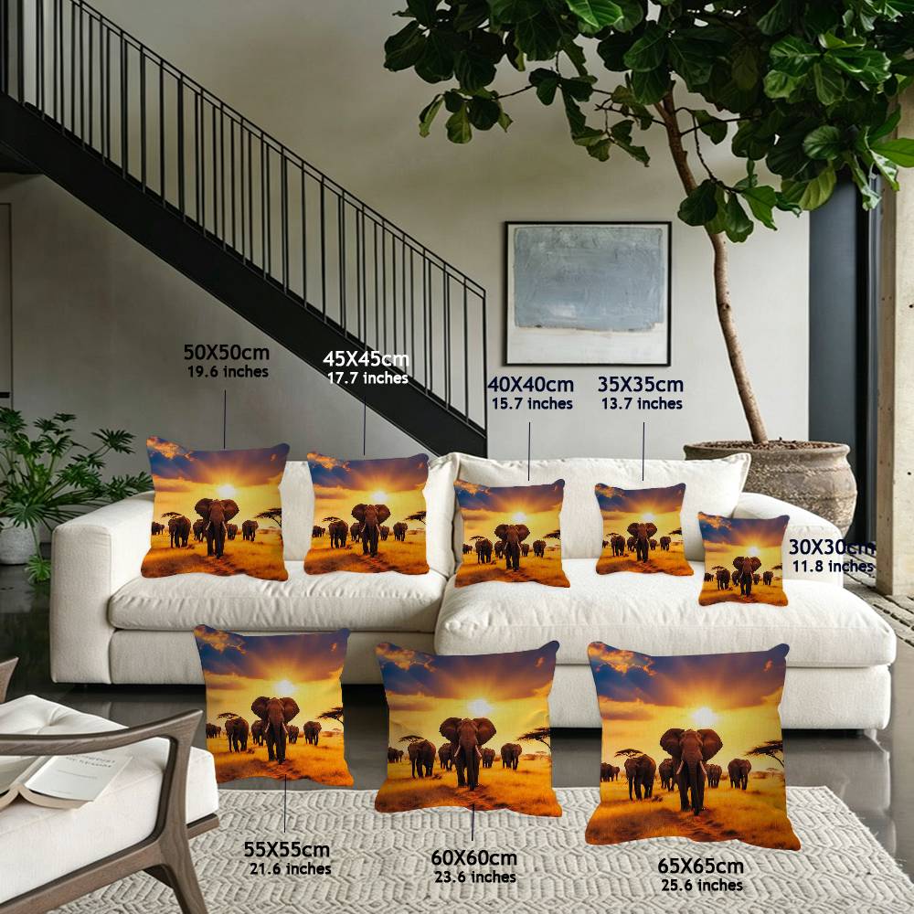 African elephant Cushion Cover Inches Farmhouse Decor Home Throw Pillow Covers For Couch Decorations