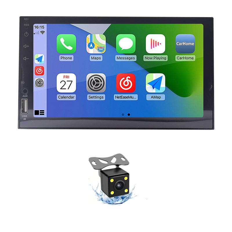 

7-дюймовый автомобильный радиоприемник с сенсорным экраном, автомобильный стереоплеер, автомультимедийный плеер, FM MP5, зеркало, связь для камеры заднего вида, TF/USB чёрный