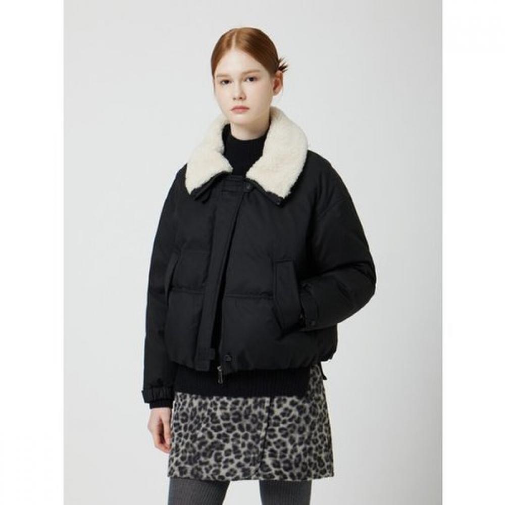 Cc Collect Women Fur Collar Color Block Short Goose Down C254psg801 BK/55