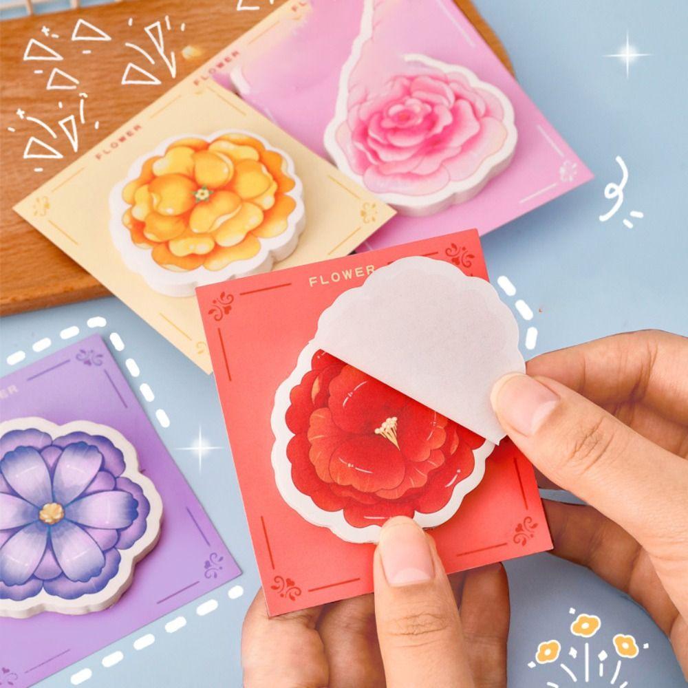Small Fresh Memo Pad Kawaii Account Decorative Material Flower Sticky Notes  Diary
