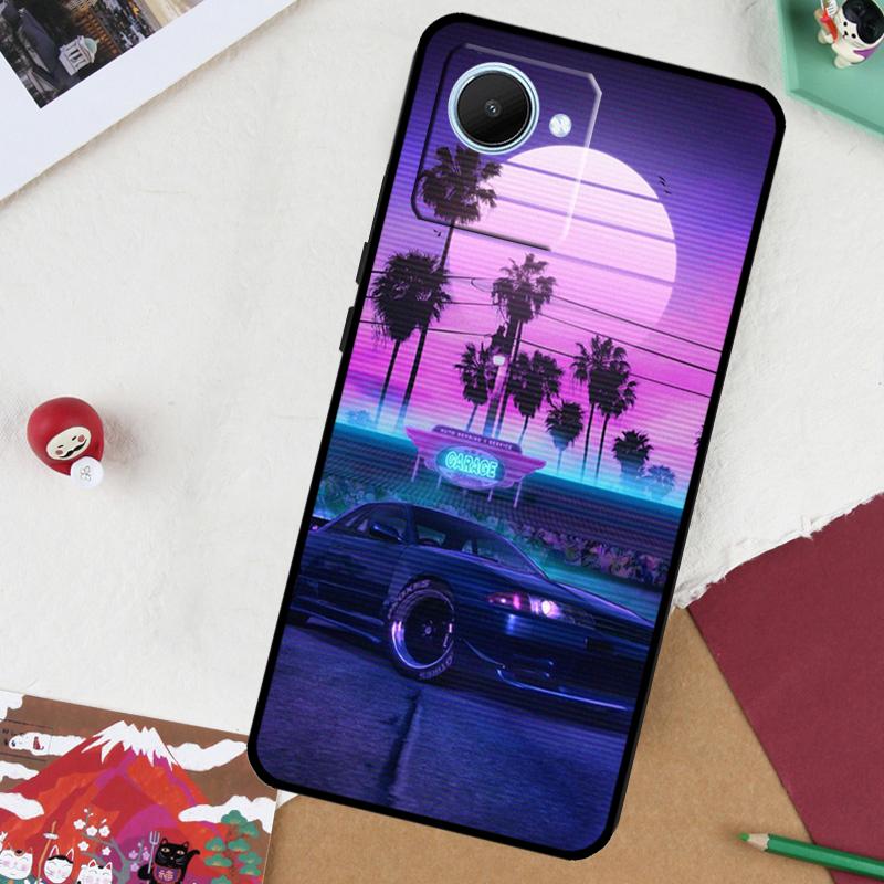 Synthwave 80er Retro Neon vaporwave Für Realme GT 7 Pro GT 6 5 6T 10 11 12 13 14 Pro Plus C61 C53 C51 C21Y C25S C75 C55 C67 Hülle