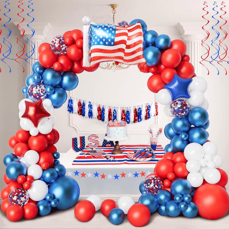 132pcs Red, White and Blue Balloon Garland Set, Balloons Suitable for Graduation Party Independence Day Balloon Arch Decoration