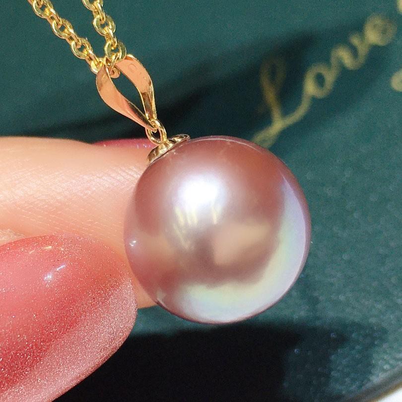 

Женская подвеска из натурального пресноводного жемчуга из 18-каратного золота, простая пряжка с семенами дыни, ювелирные изделия, легкая роскошная модная универсальная цепочка на воротник 10mm-11mm