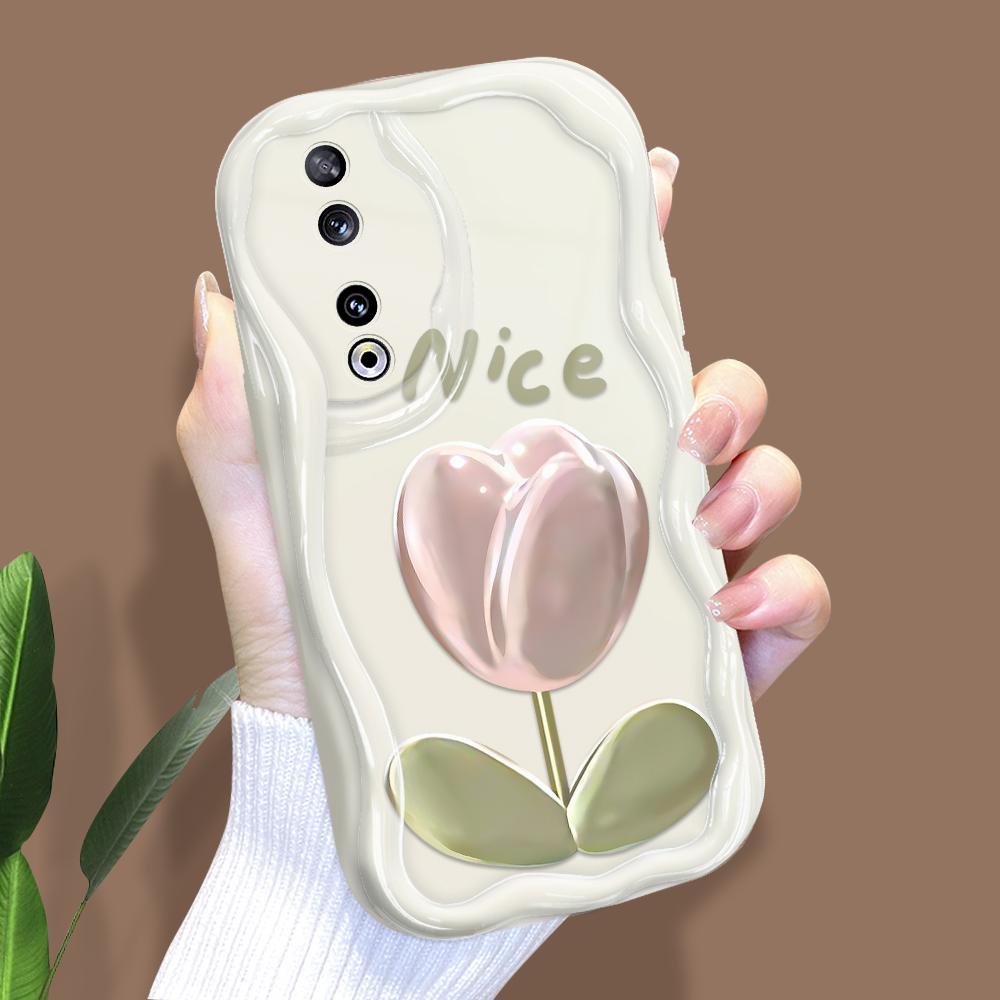 

Милый мультяшный узор, кремовая текстура, мягкий силиконовый чехол с волнистыми краями, чехол для телефона для Huawei Honor Infinix Tecno iPhone Tecno Spark Go 2024 белый