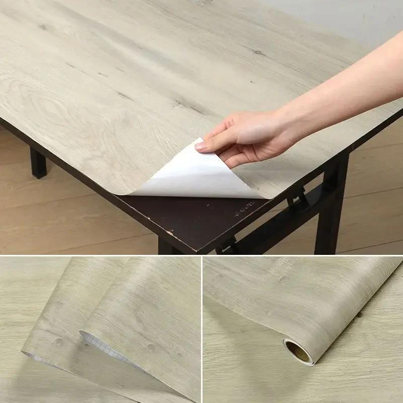 60/80cm Selbstklebende PVC Wasserdichte Holzmaserung Tapetenrollen Küchenaufkleber Möbel Schrank Tisch Wandpapiere Heimdekoration