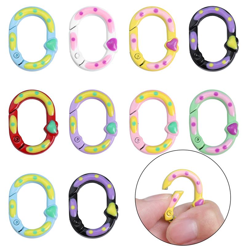 Stop malowany sprayem dwustronny brelok w kształcie serca w kropki owalny krople oleju akcesoria DIY