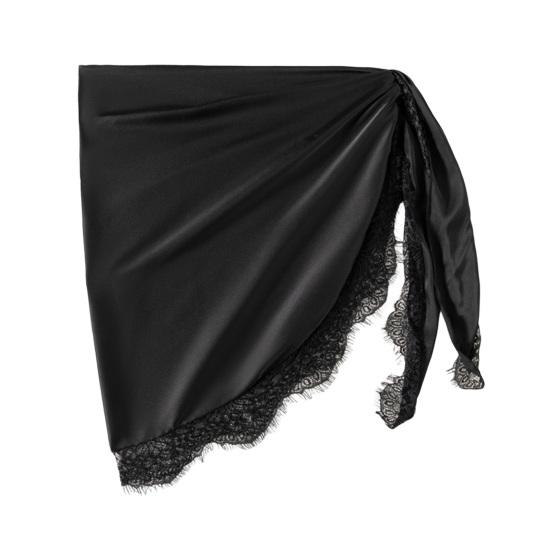 

Юбка-парео Высокая эластичность Быстросохнущая Шифон Дизайн «Два в одном» Регулируемая длина Пляжное парео Защита от УФ L чёрный