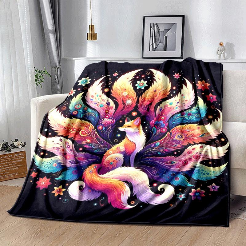 1pz Coperta Leggera in Flanella con Stampa di Volpi, Coperta Comoda e Calda, per Campeggio Divano Letto e Divano Ufficio, Regalo