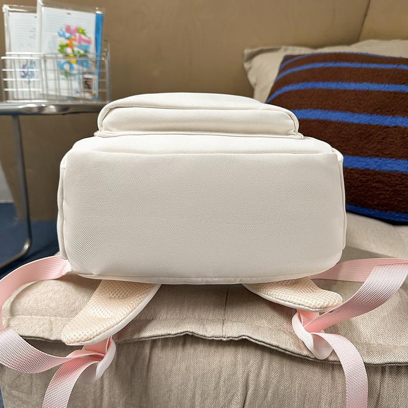 Student Schoolbag Women's Nylon Backpack Lightweight Solid Color Backpack Travel Bag