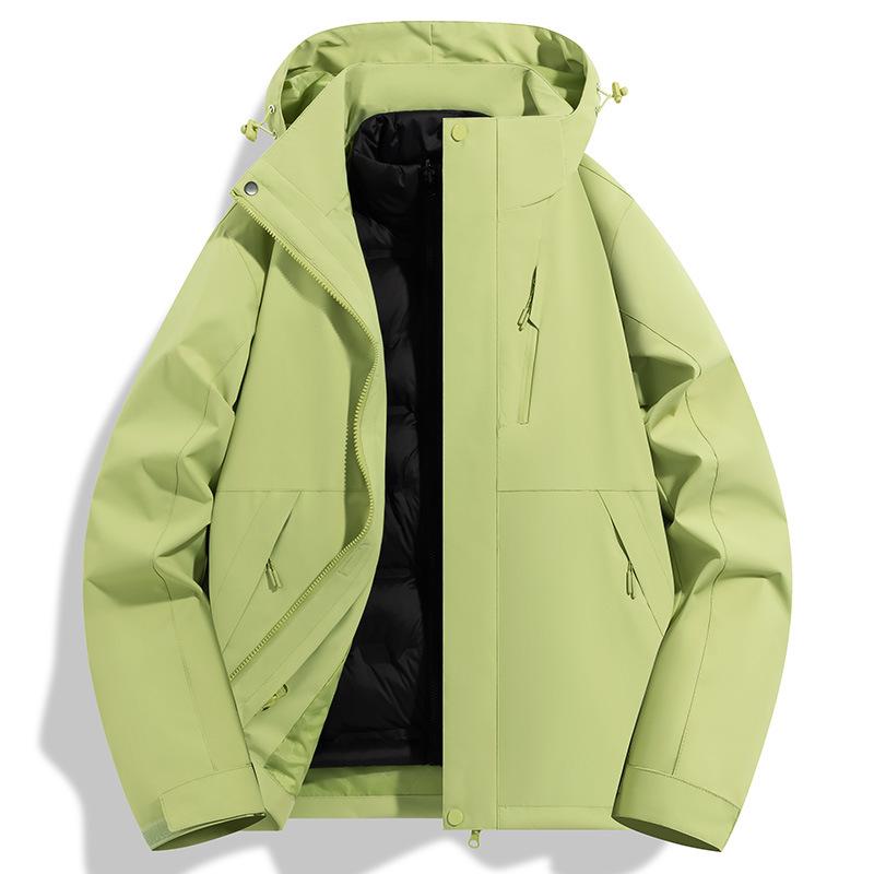 Men's Autumn/Winter Windproof 3-in-1 Down Jacket - Warm, Velvet-Lined Sports Coat
