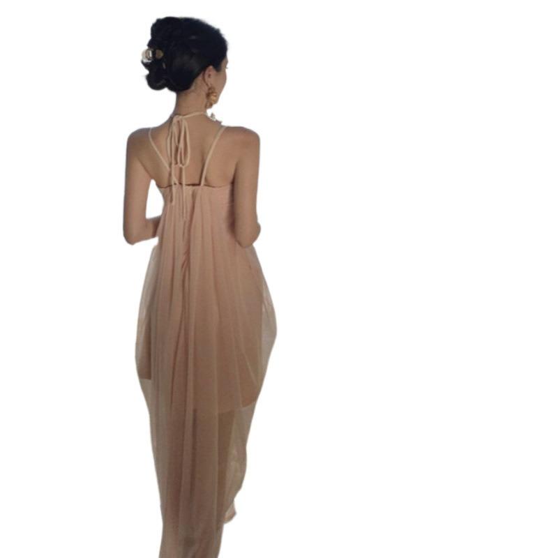 Sommer Neues Reines Verlangen Kleid Hose Meeresurlaub Hautton Netz Fee Trägerrock Mädchen