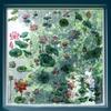 CRASPIRE 8 Sheets Lotus Flower Window Decal Large Lotus Leaf Sticker Summer Flower Decorative Waterproof PVC Adhesive Glass Window Clings to Prevent