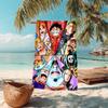 Classic Japanese Element Cartoon ONE PIECE Monkey D. Luffy Beach Towel Outdoor Camping Vacation Swimming Beach Towel Outdoor Absorbent Bath Towel Y22