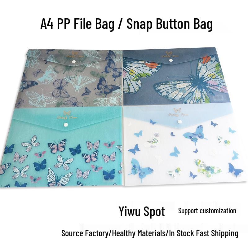 A4 Transparente Kunststoff-Dokumententasche mit Druckknopf und UV-Druck