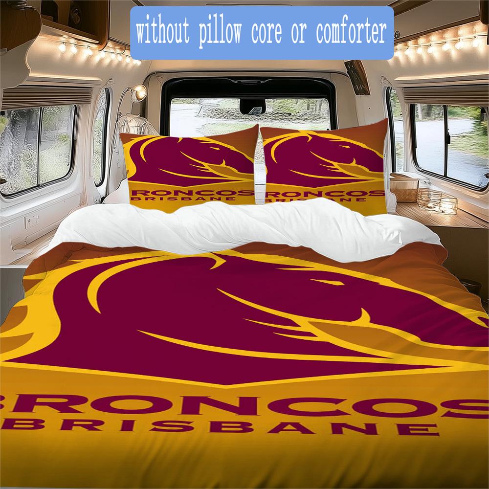 Brisbane Broncos Pattern Bedding,Quilt Set Quilt Cover Pillowcase Home Birthday Gift (1*duvet cover+2*pillowcase,without core)ZSJT0917137