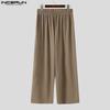 INCERUN Men High Elastic Waist Casual Loose Texture Long Pants Trousers