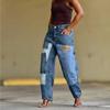 Patchwork Jeans mit mehreren Taschen, konisch zulaufend, im europäischen und amerikanischen Stil für Damen