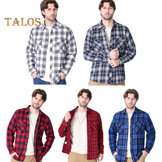 Men's Shirt Long Sleeve Plaid Lapel Top Loose Fit Casual Flannel Coat for Spring Autumn Office Party Vacation Home Date