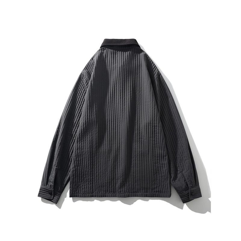 American vintage Contrast Color Lapel Pleat Cargo Shirts Men's Spring and Summer Thin Outerwear Foreign Trade Men's Casual Shirt